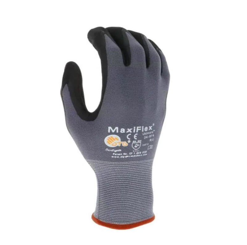 MaxiFlex 34-874 Ultimate Foam Nitrile Palm Coated Gloves, Gray, XL (Pack of 12 - Dozen) - Image 2